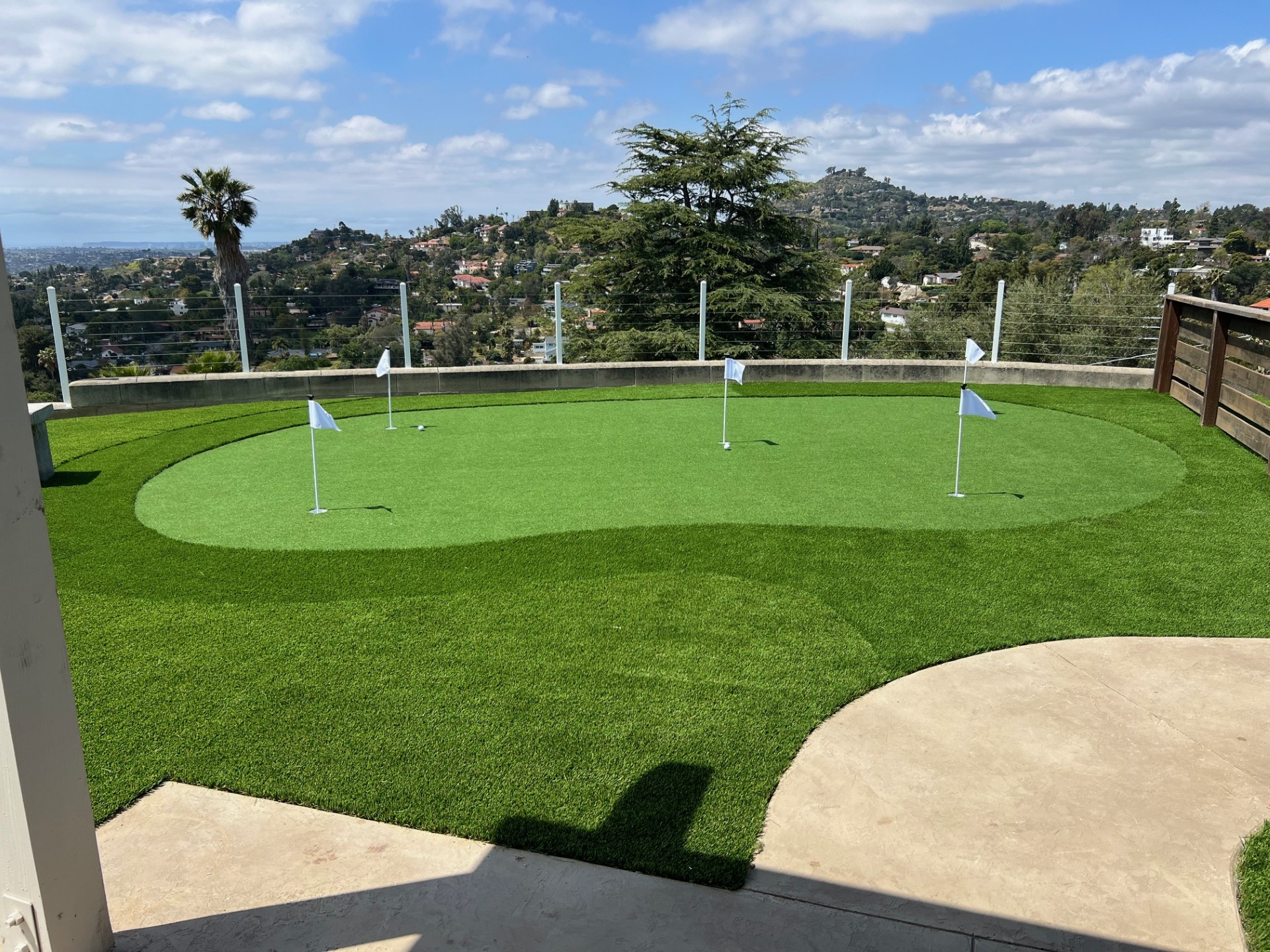 Artificial turf putting green overlooking Mount Helix in San Diego